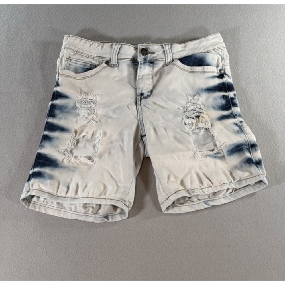V.I.P. Jeans Size 5/6 Distressed Denim Shorts White Blue Stretch Y2K
